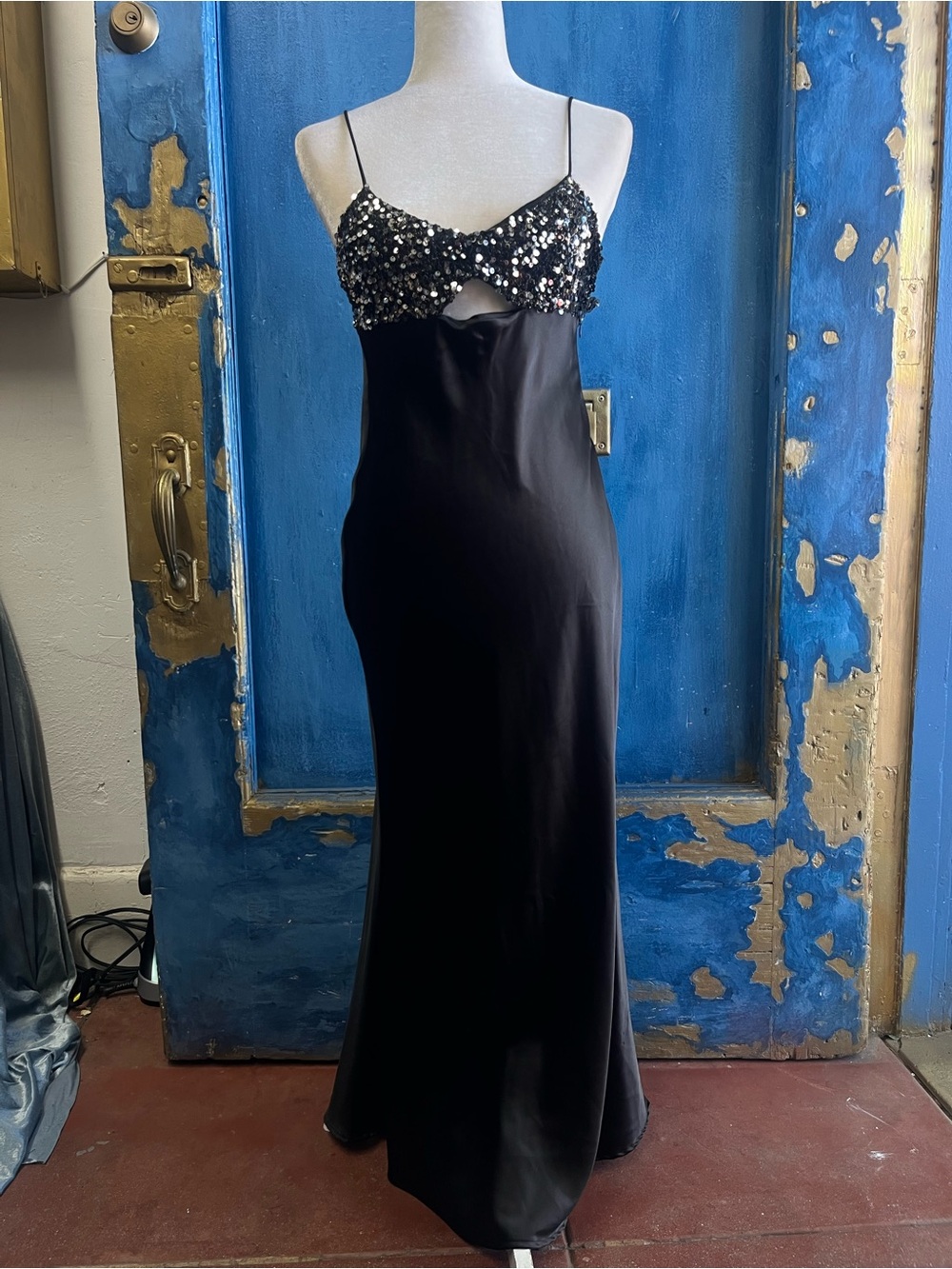 Zara Black Sequin Bust Maxi Dress